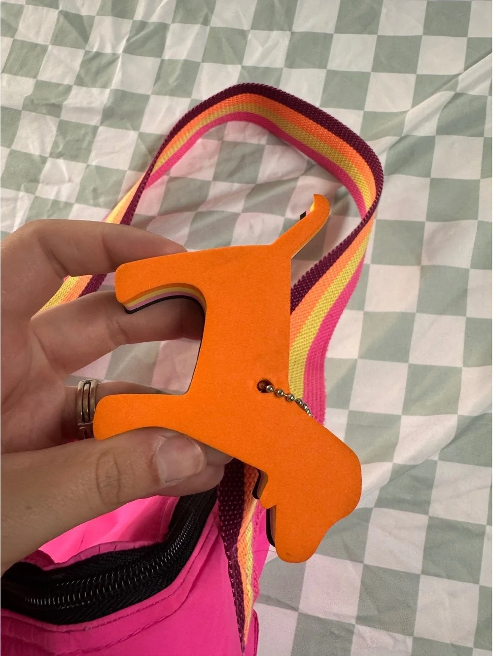 Victoria's Secret PINK Bright Pink Lunch Bag with Rainbow Strap